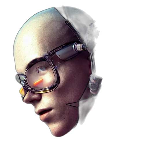 robot, face, mask, cyberpunk, 3d render, concept art, photorealistic, beautiful transparent PNG cut-out
