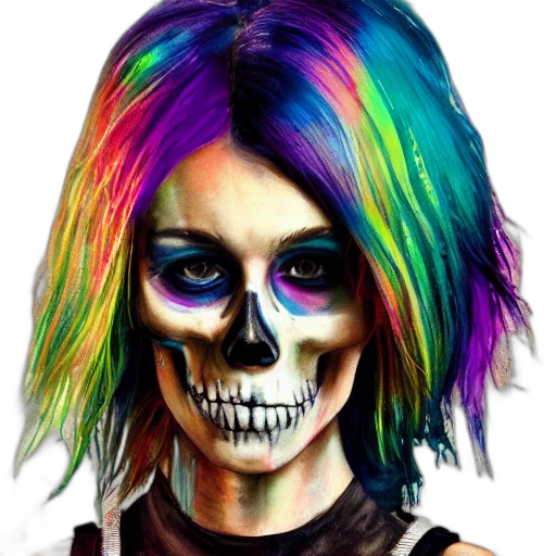 face, hair, mask, watercolor, photorealistic, fantasy art, cartoon, neon lights transparent PNG cut-out