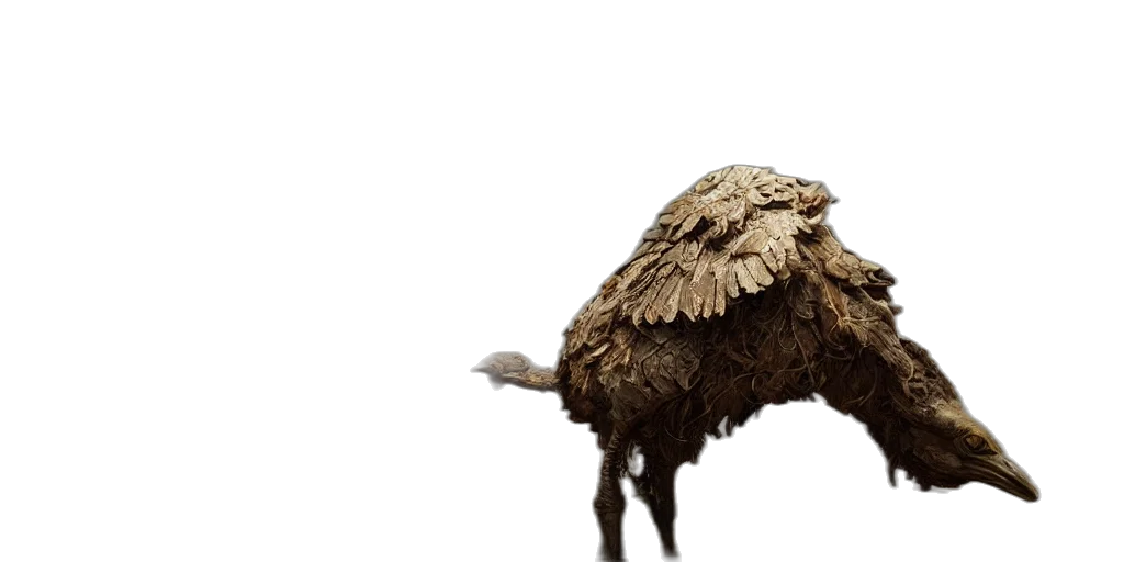 animal, hair, creature, hat, 3d render, photorealistic, concept art, earth tones transparent PNG cut-out