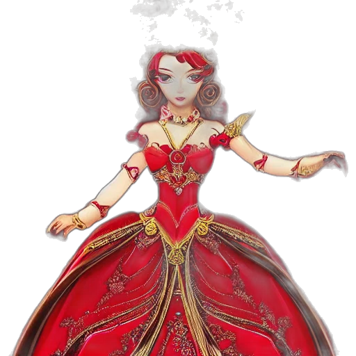 dress, jewelry, crown, fantasy art, concept art, 3d render, pixel art, red transparent PNG cut-out