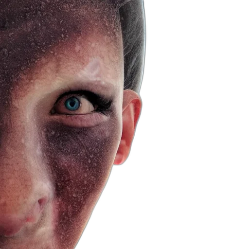 face, mask, creature, photorealistic, 3d render, outer space, dark, selfie transparent PNG cut-out