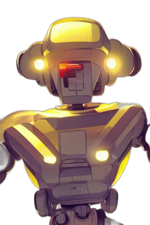 robot, concept art, 3d render, pixel art, cyberpunk, neon lights, golden, neon transparent PNG cut-out