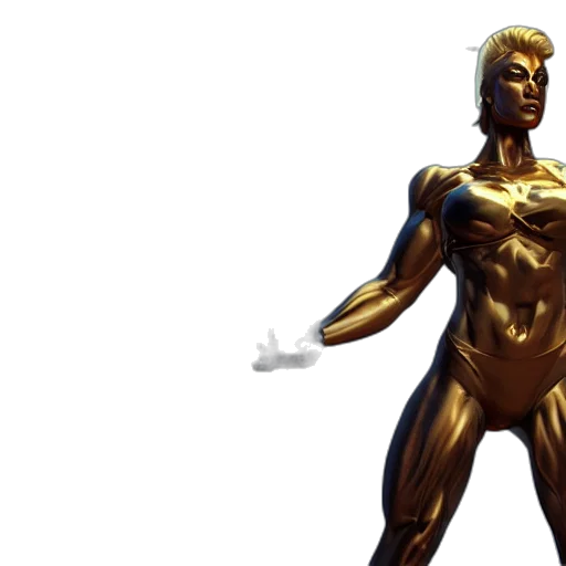 concept art, comic book art, 3d render, golden transparent PNG cut-out