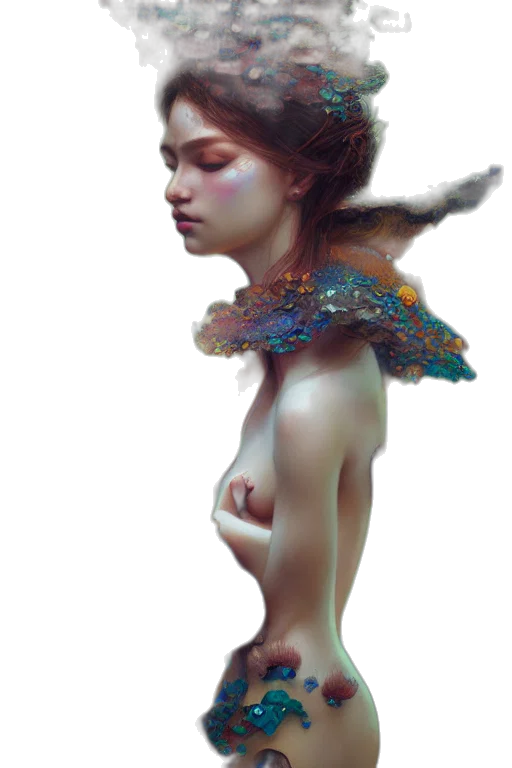 dress, creature, jewelry, crown, fantasy art, concept art, photorealistic, oil painting transparent PNG cut-out