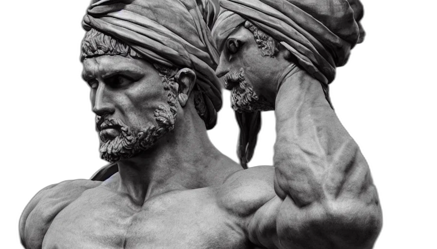 photorealistic, roman, statue, muscular transparent PNG cut-out