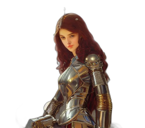 robot, sword, dress, weapon, fantasy art, concept art, 3d render, photorealistic transparent PNG cut-out