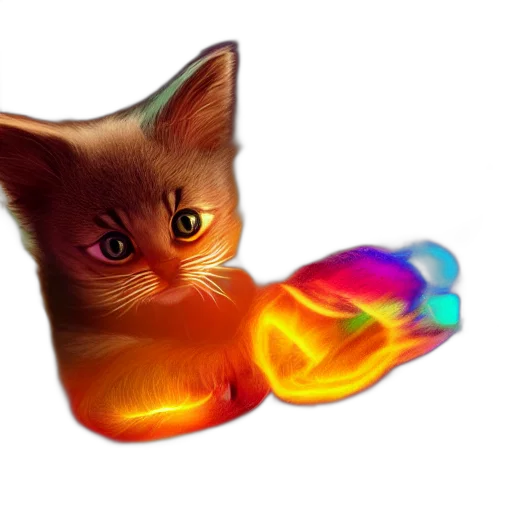 animal, creature, 3d render, vaporwave, fantasy art, photorealistic, neon lights, fire transparent PNG cut-out