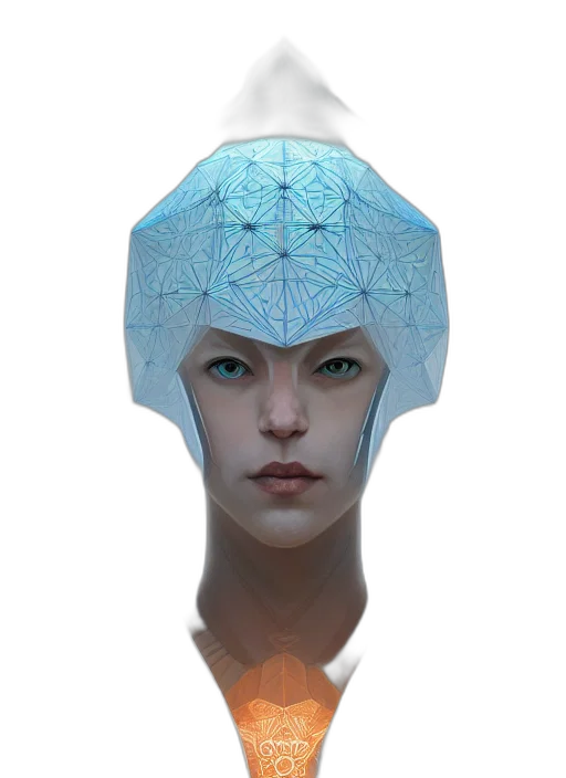 face, mask, robot, crown, concept art, 3d render, cyberpunk, fantasy art transparent PNG cut-out