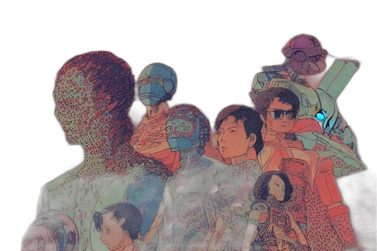 mask, face, robot, vaporwave, comic book art, concept art, 3d render, outer space transparent PNG cut-out