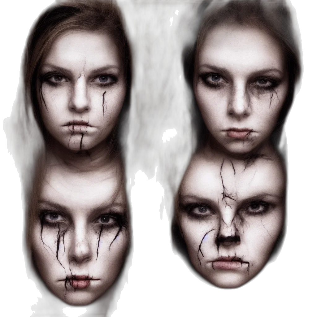 face, mask, concept art, photorealistic, fantasy art, 3d render, dark, monochrome transparent PNG cut-out