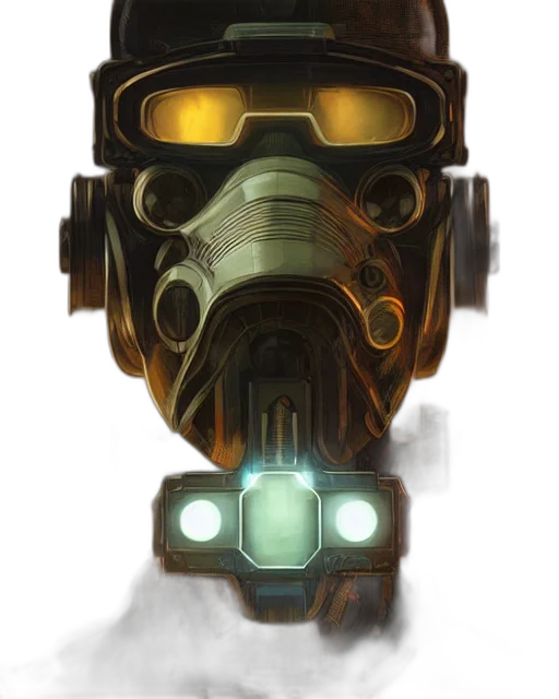 mask, robot, face, weapon, concept art, cyberpunk, comic book art, fantasy art transparent PNG cut-out
