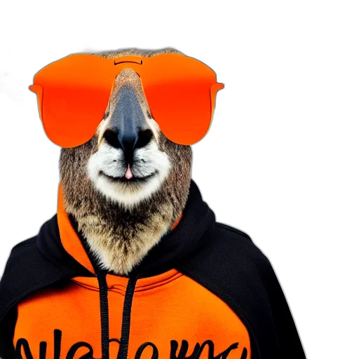 jacket, animal, hat, photorealistic, portrait, photo, kangaroo, wearing transparent PNG cut-out