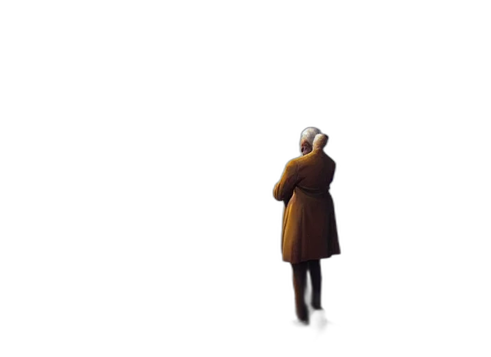 dress, jacket, hat, staff transparent PNG cut-out