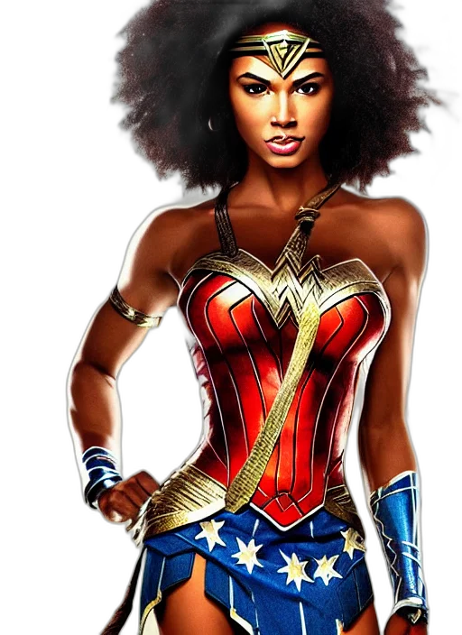 comic book art, concept art, fantasy art, cartoon, beautiful, african, american, wonder transparent PNG cut-out