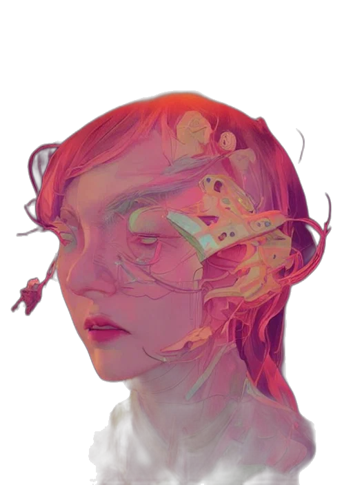 mask, face, creature, crown, cyberpunk, concept art, watercolor, fantasy art transparent PNG cut-out