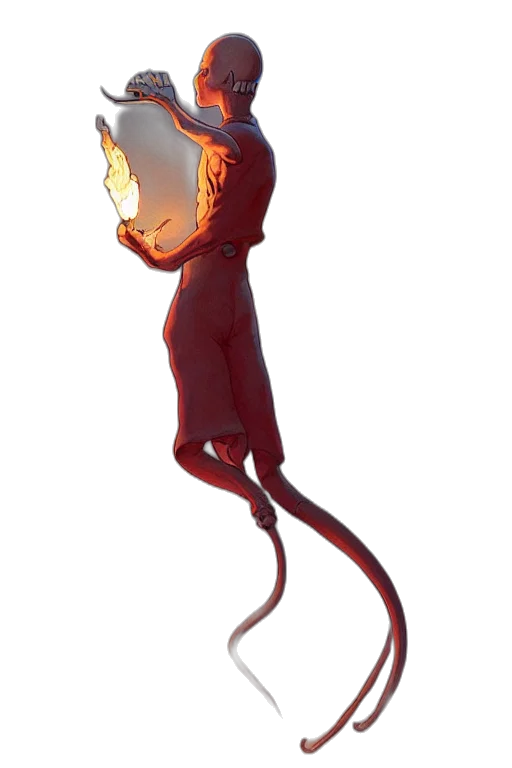 creature, staff, mask, robot, concept art, fantasy art, 3d render, pixel art transparent PNG cut-out