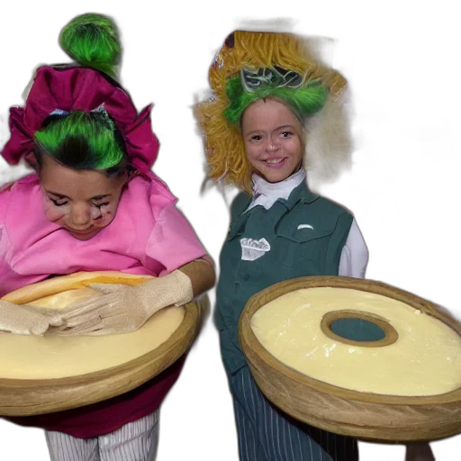 hat, oompa, loompas, eating, large, wheel, cheese transparent PNG cut-out