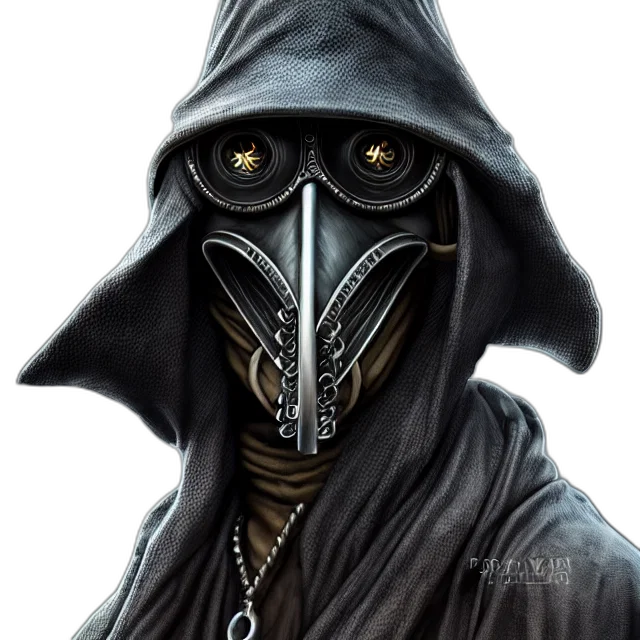 mask, face, staff, robot, fantasy art, cyberpunk, concept art, comic book art transparent PNG cut-out
