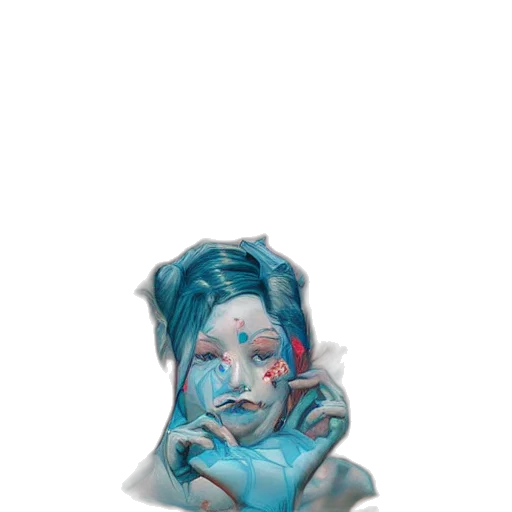 mask, face, creature, crown, 3d render, watercolor, concept art, vaporwave transparent PNG cut-out
