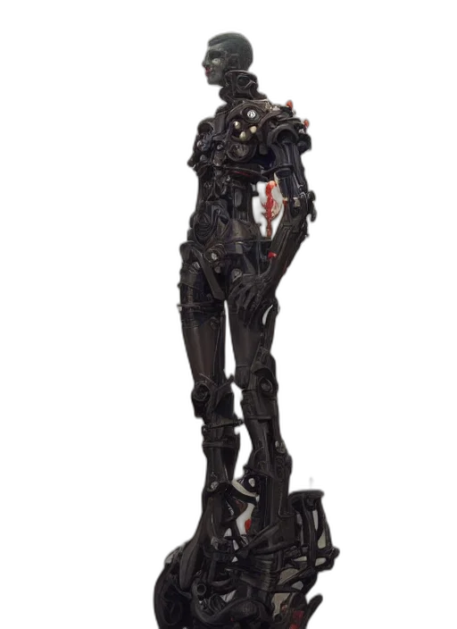 robot, staff, concept art, 3d render transparent PNG cut-out
