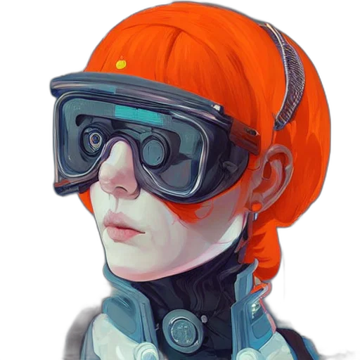 robot, face, mask, jacket, concept art, cyberpunk, fantasy art, comic book art transparent PNG cut-out