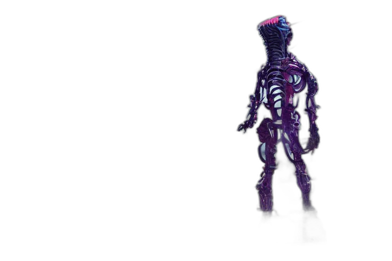 robot, creature, animal, staff, concept art, 3d render, pixel art, vaporwave transparent PNG cut-out