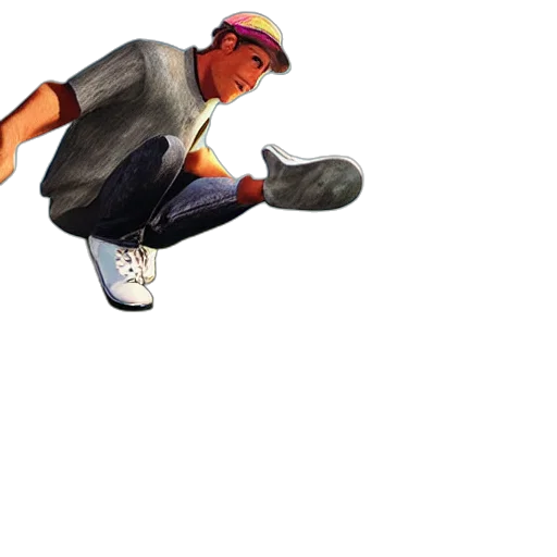 shoes, hat, jacket, creature, concept art, photorealistic, 3d render, cartoon transparent PNG cut-out