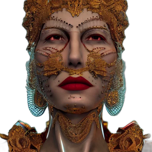 mask, face, crown, jewelry, concept art, fantasy art, photorealistic, 3d render transparent PNG cut-out