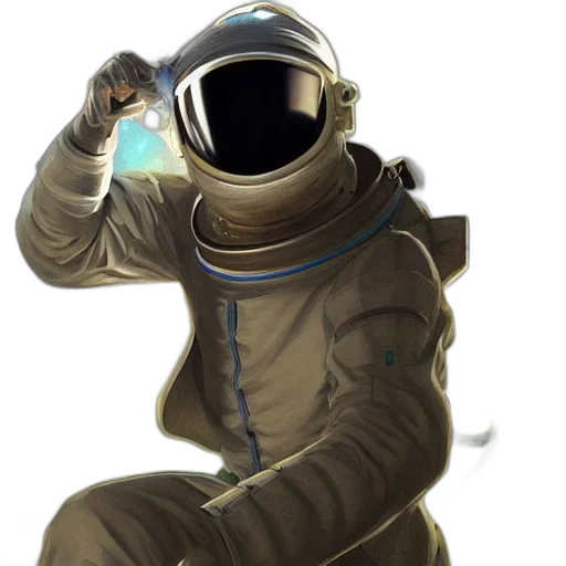 jacket, mask, robot, staff, concept art, pixel art, fantasy art, 3d render transparent PNG cut-out