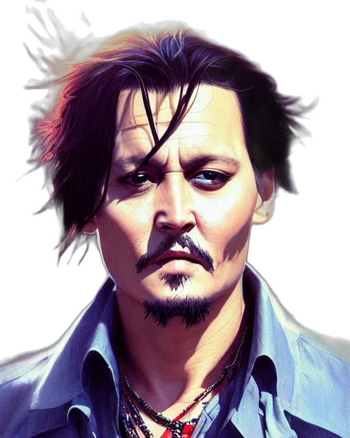 face, photorealistic, comic book art, concept art, fantasy art, johnny, depp, portrait transparent PNG cut-out