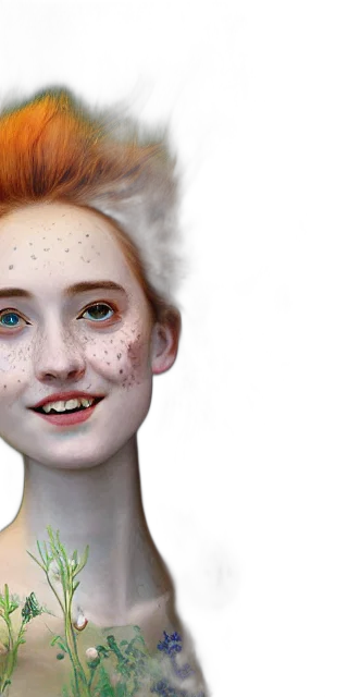 face, mask, hair, creature, photorealistic, 3d render, concept art, fantasy art transparent PNG cut-out
