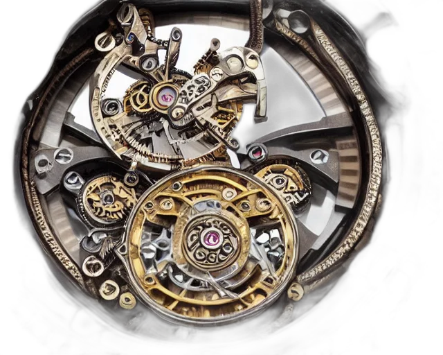 jewelry, photorealistic, steampunk, tourbillon, watch, extremely, detailed, highly transparent PNG cut-out