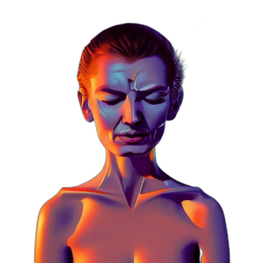 face, mask, concept art, 3d render transparent PNG cut-out
