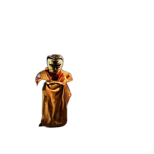 robot, mask, dress, staff, concept art, pixel art, 3d render, outer space transparent PNG cut-out