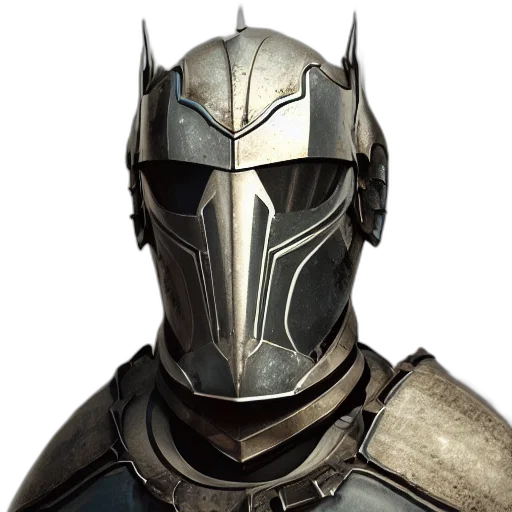 mask, face, sword, robot, concept art, fantasy art, 3d render, photorealistic transparent PNG cut-out