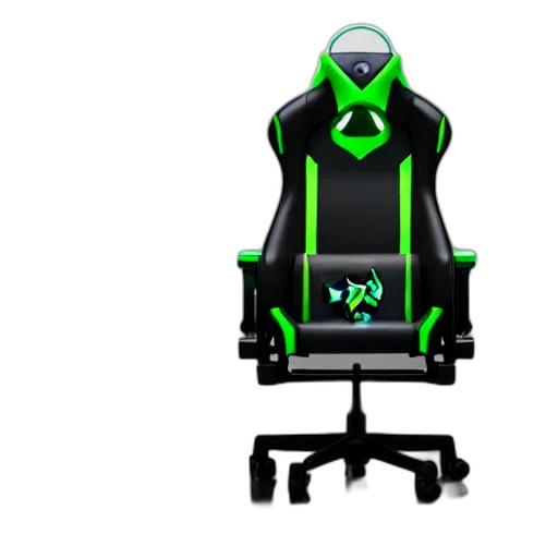 furniture, weapon, robot, 3d render, concept art, pixel art, cyberpunk, green transparent PNG cut-out