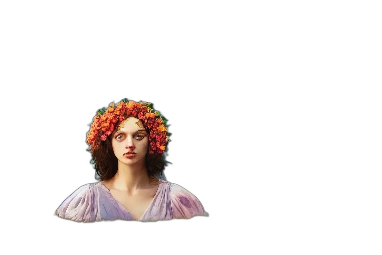 crown, flower, face, dress, vaporwave, photorealistic, pixel art, concept art transparent PNG cut-out