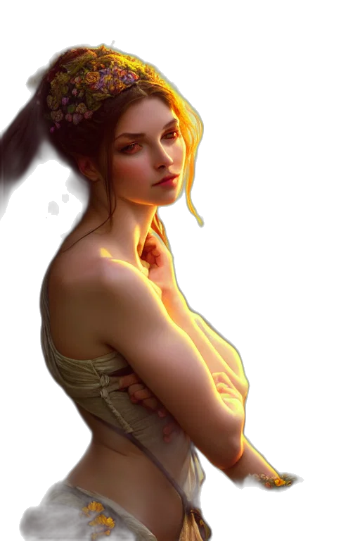 dress, crown, jewelry, face, fantasy art, concept art, photorealistic, oil painting transparent PNG cut-out