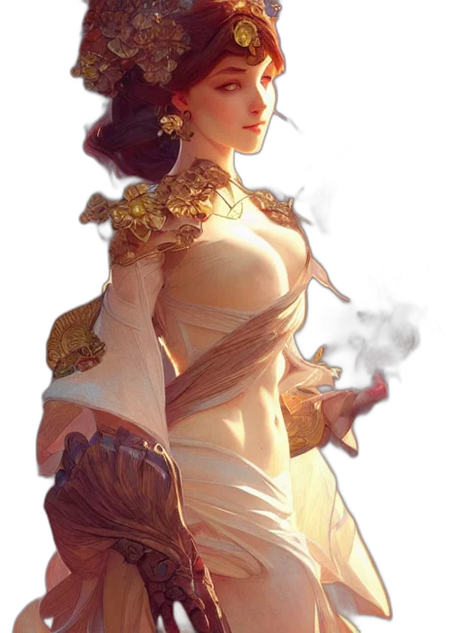 dress, crown, jewelry, staff transparent PNG cut-out