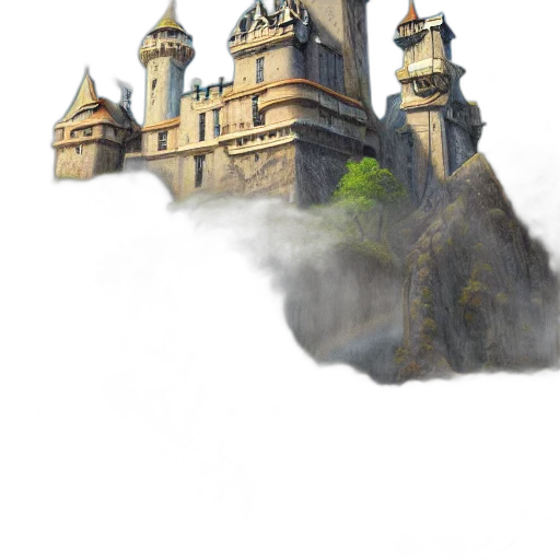 building, dragon, crown, staff, concept art, fantasy art, 3d render, photorealistic transparent PNG cut-out