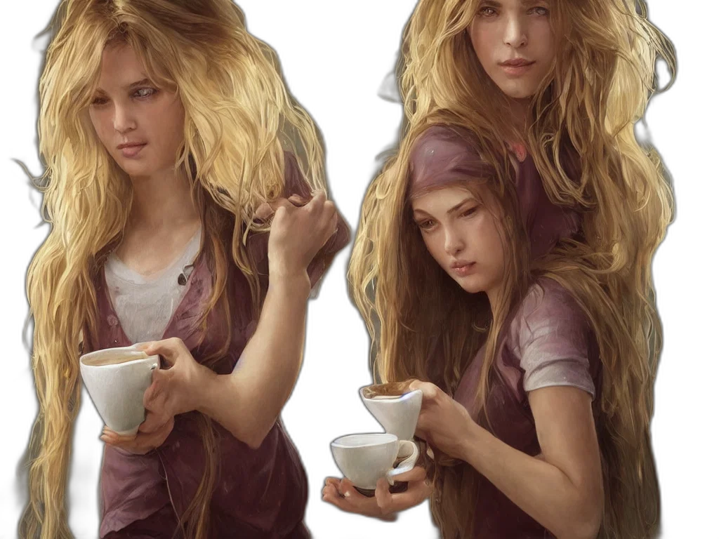 hair, photorealistic, concept art, oil painting transparent PNG cut-out