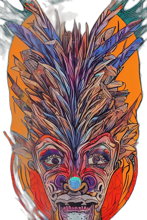 mask, face, crown, creature, concept art, comic book art, fantasy art, watercolor transparent PNG cut-out
