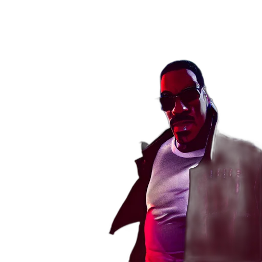 jacket, face, concept art, 3d render, cartoon, vaporwave, fire, neon lights transparent PNG cut-out