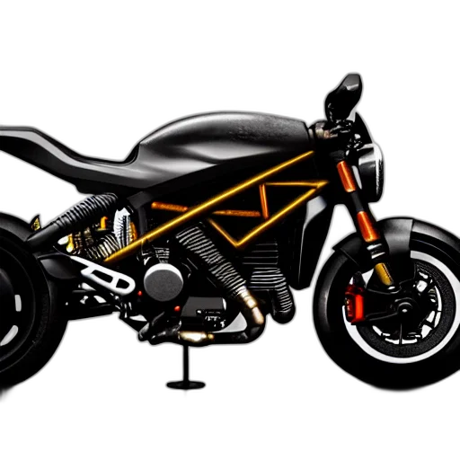 3d render, concept art, cartoon, photorealistic, still, blade, runner, ducati transparent PNG cut-out