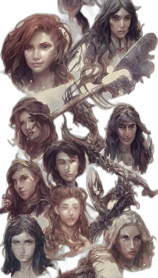 hair, fantasy art, concept art, comic book art transparent PNG cut-out