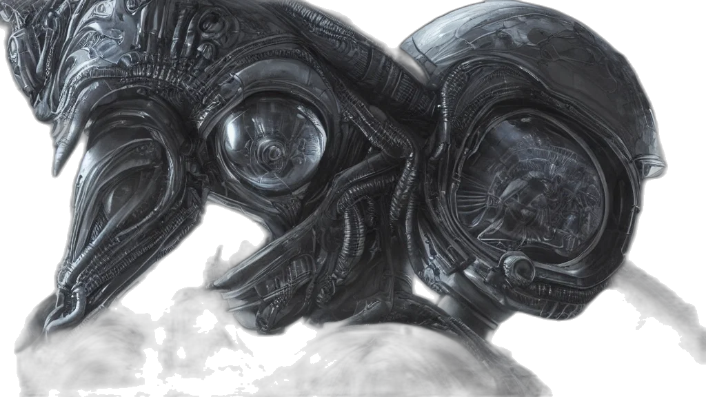 mask, creature, face, concept art, comic book art, fantasy art, photorealistic, outer space transparent PNG cut-out