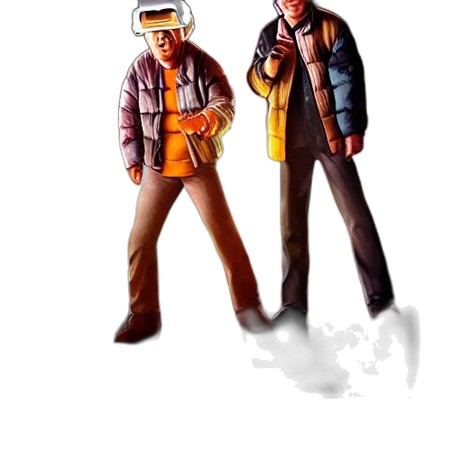 jacket, staff, robot, concept art, 3d render, pixel art, comic book art, fog transparent PNG cut-out