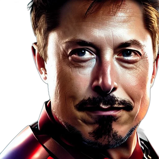 face, comic book art, photorealistic, concept art, cartoon, elon, musk, iron transparent PNG cut-out