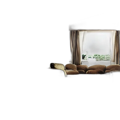 furniture, food, crown, photorealistic, 3d render, earth tones, flooded, old transparent PNG cut-out