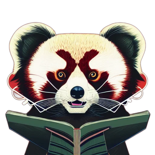 staff, pixel art, fantasy art, comic book art, concept art, nerd, red, panda transparent PNG cut-out
